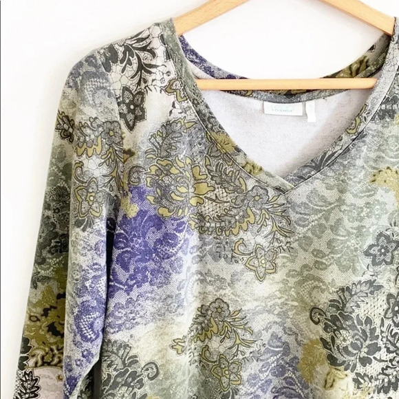 LOGO Lori Goldstein Lounge Lace Print Tunic Top - Picture 3 of 8